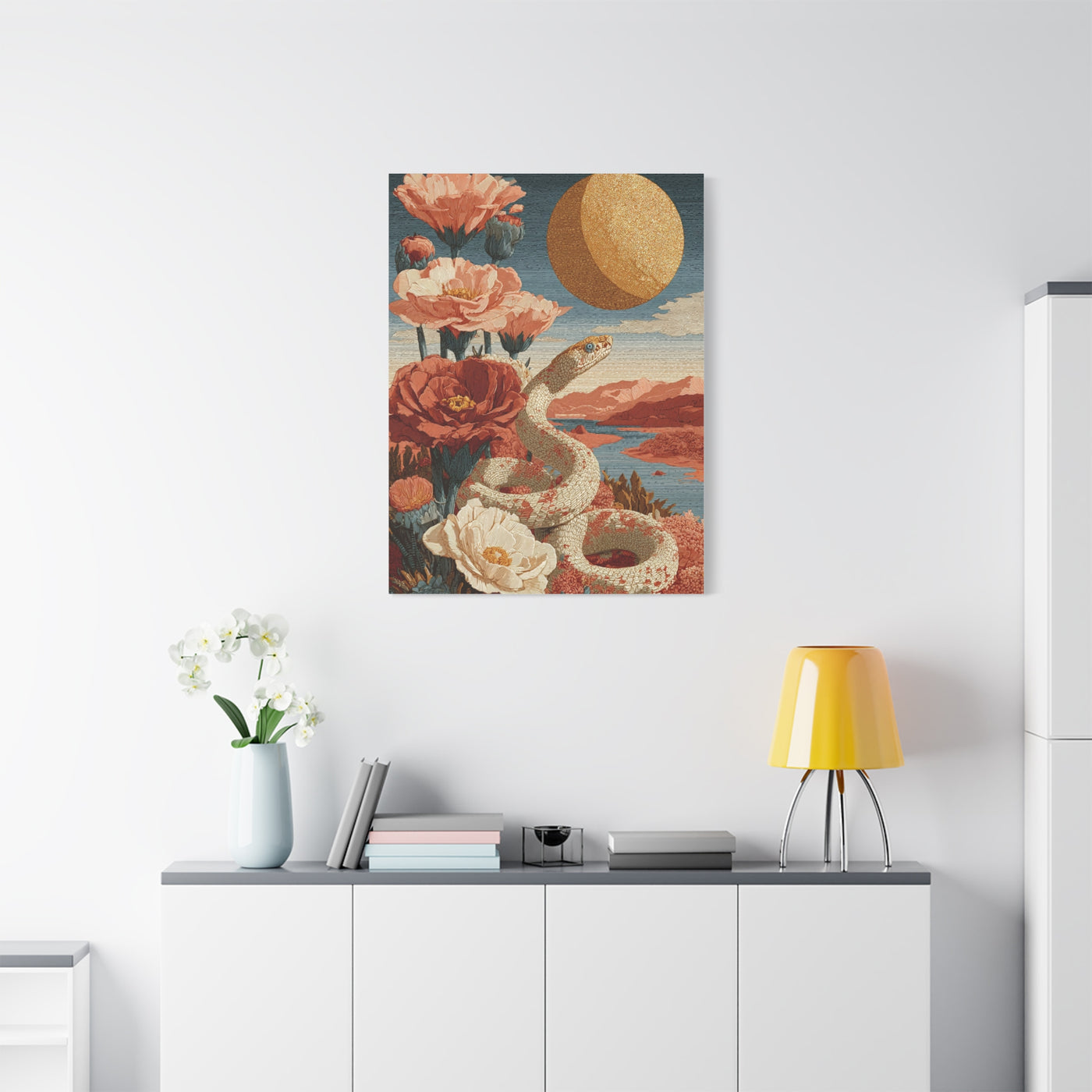 Celestial Desert Snake Folk Wall Art & Canvas Print
