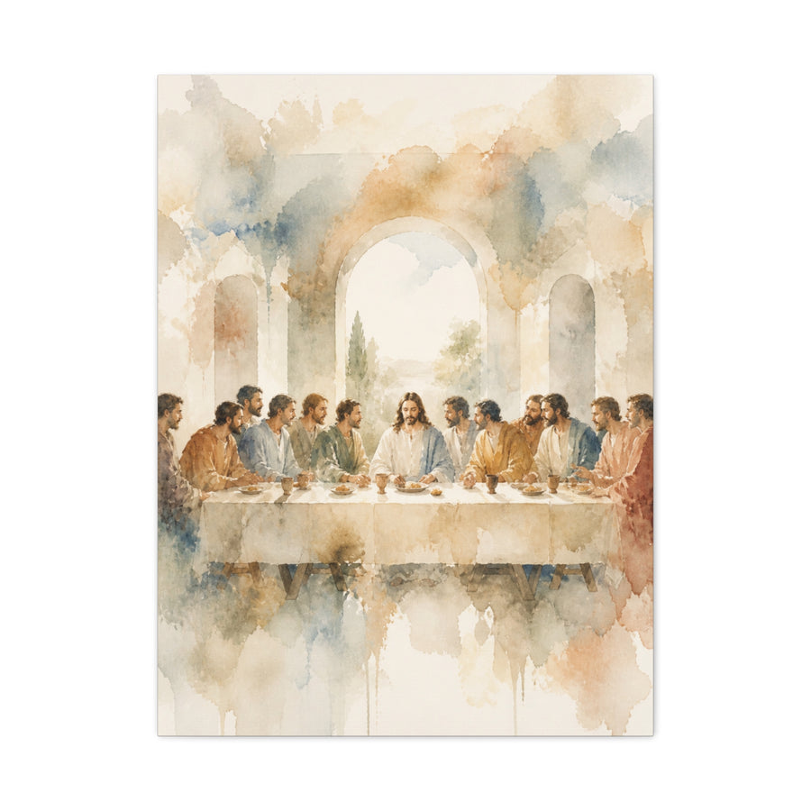 Soft Watercolor Last Supper Composition Wall Art & Canvas Print