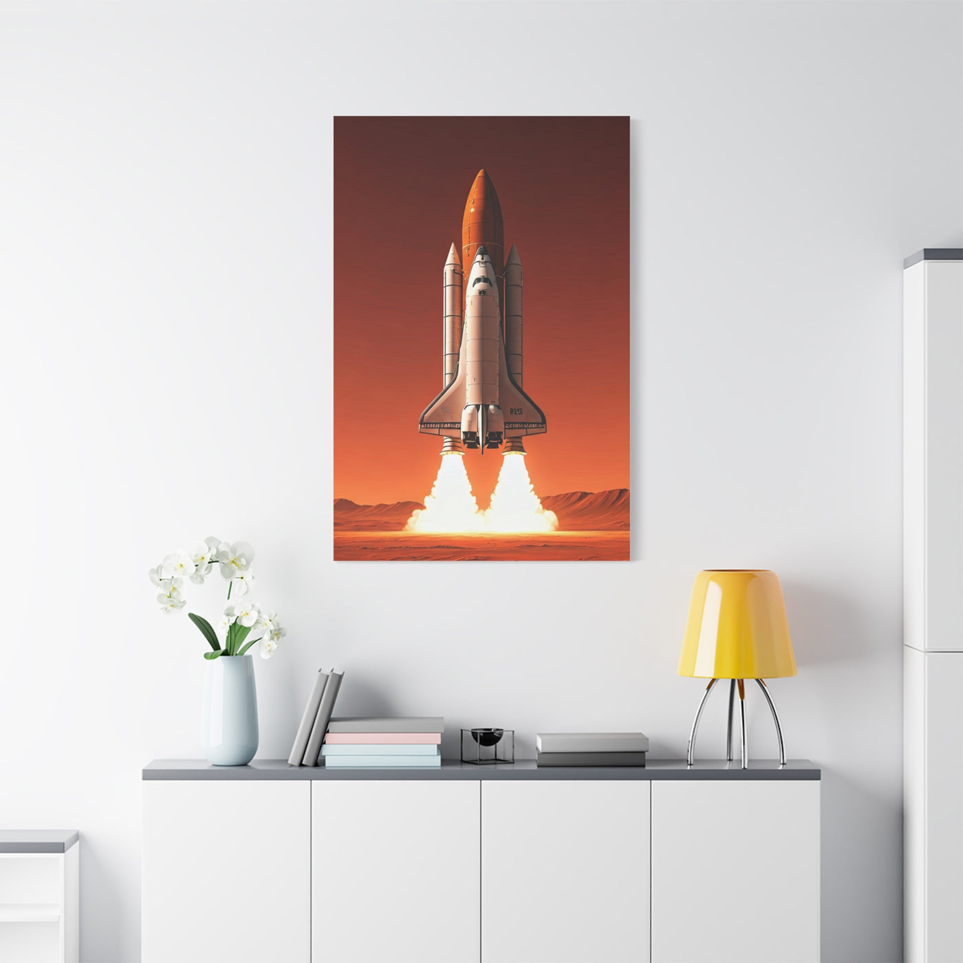 Red Sky Rocket Launch Wall Art & Canvas Prints