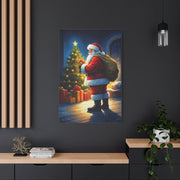 Painted Santa Delivering Gifts at Christmas Night Wall Art & Canvas Print