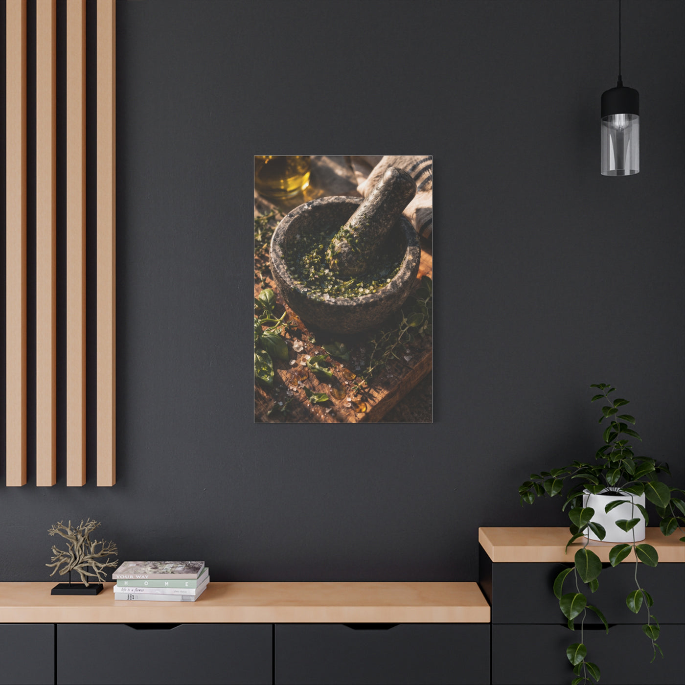 Rustic Herb Mortar and Pestle Wall Art & Canvas Print