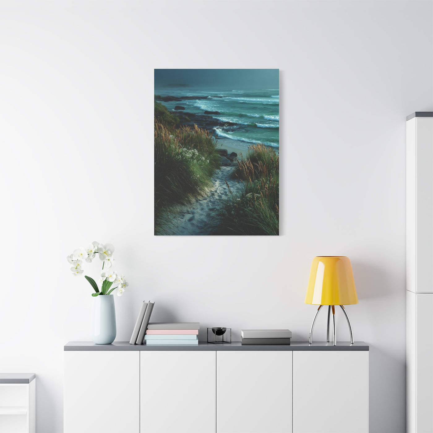 Green Coastal Dune Path Serenity Wall Art & Canvas Print