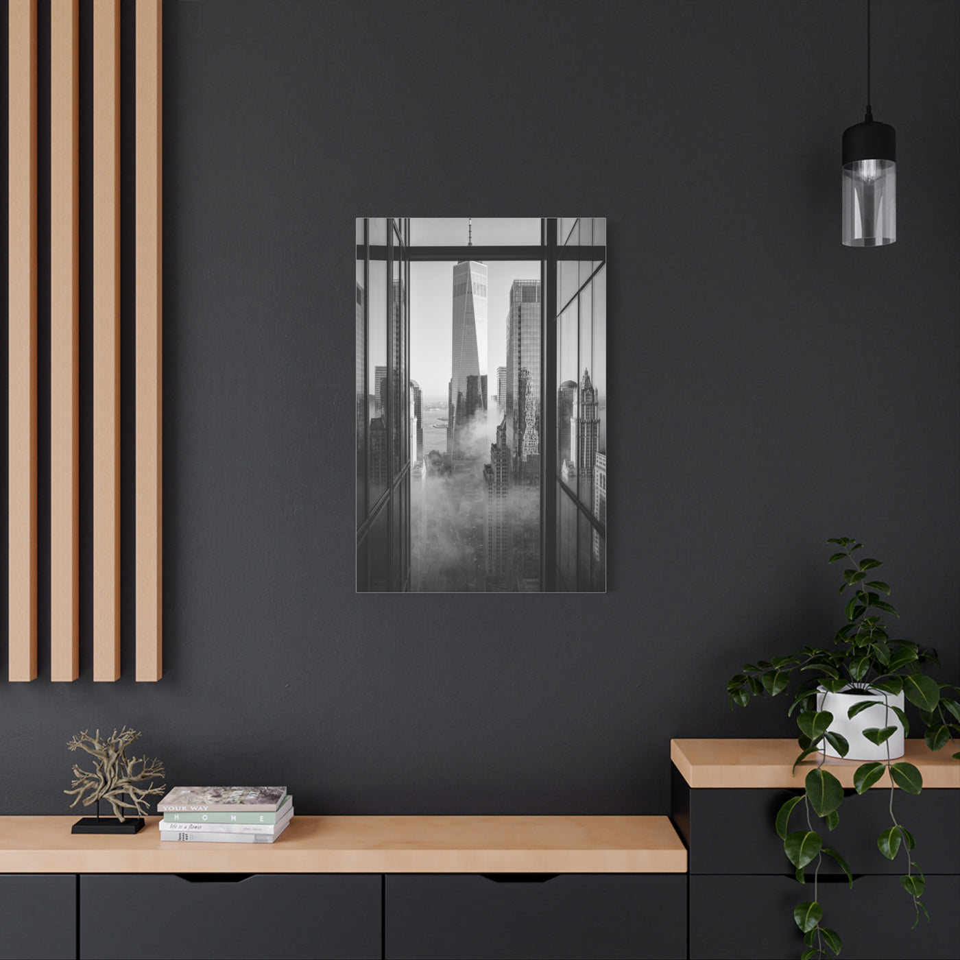 Executive Skyline Through Glass Wall Art & Canvas Print