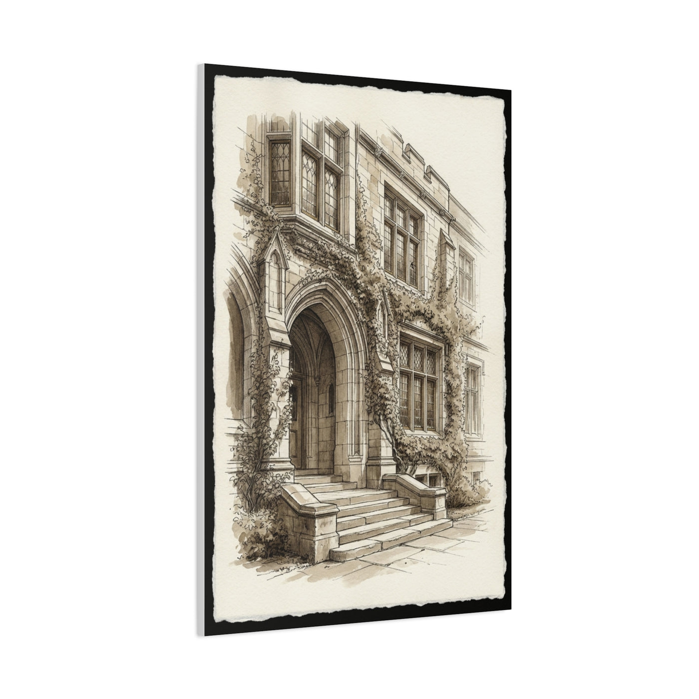 Ivy-Covered Collegiate Arch Sketch Wall Art & Canvas Print