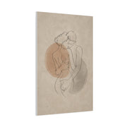 Minimal Line Couple Embrace Wall Art & Canvas Print