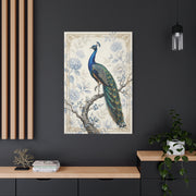 Elegant Blue Botanical Peacock Wall Art & Canvas Print