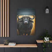 Cape Buffalo Symmetrical Portrait with Golden Backlight Wall Art & Canvas Print