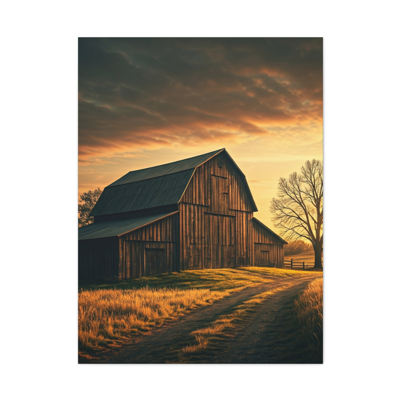Rustic Barn Along the Country Path Wall Art & Canvas Prints
