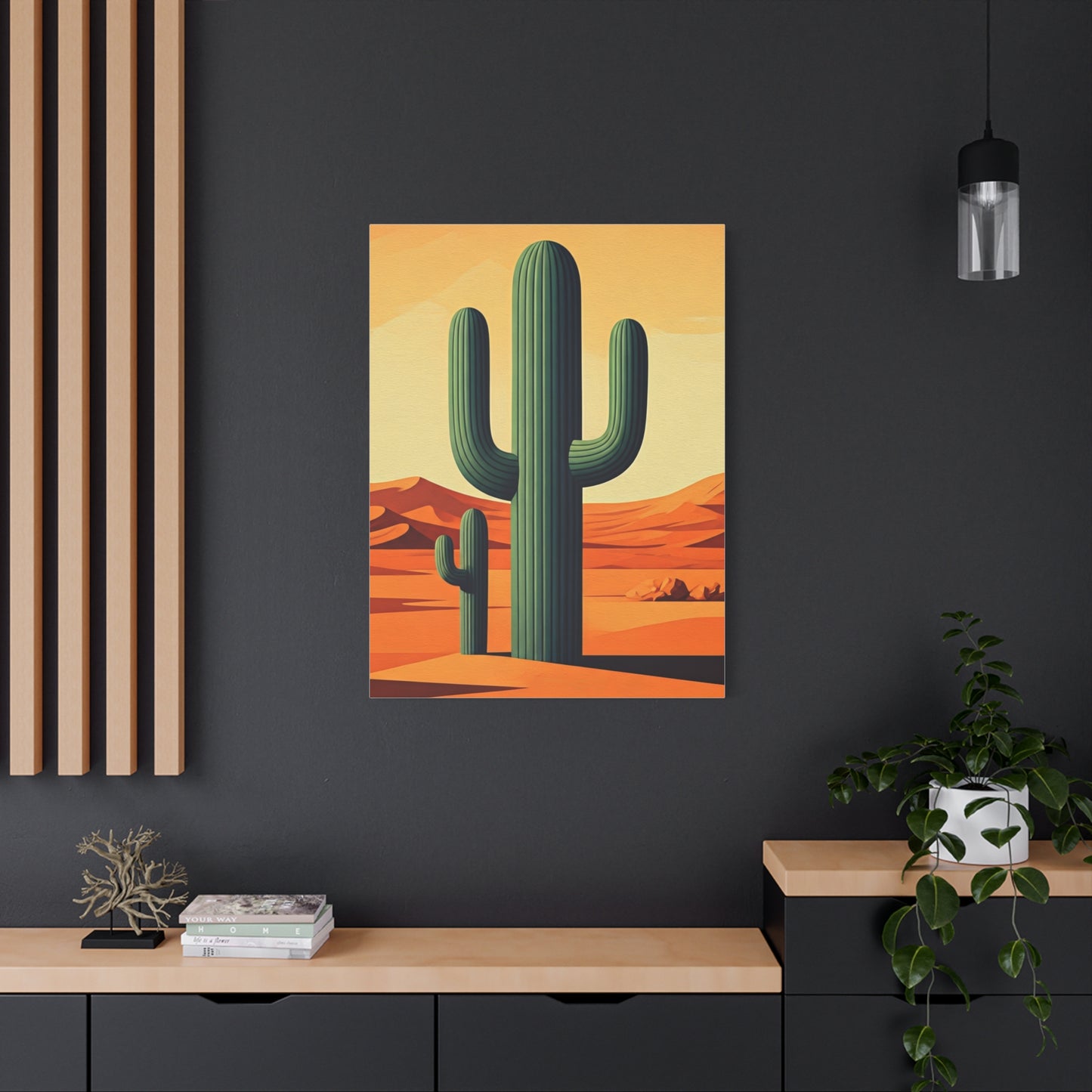 Minimal Desert Saguaro Landscape Illustration Wall Art & Canvas Prints