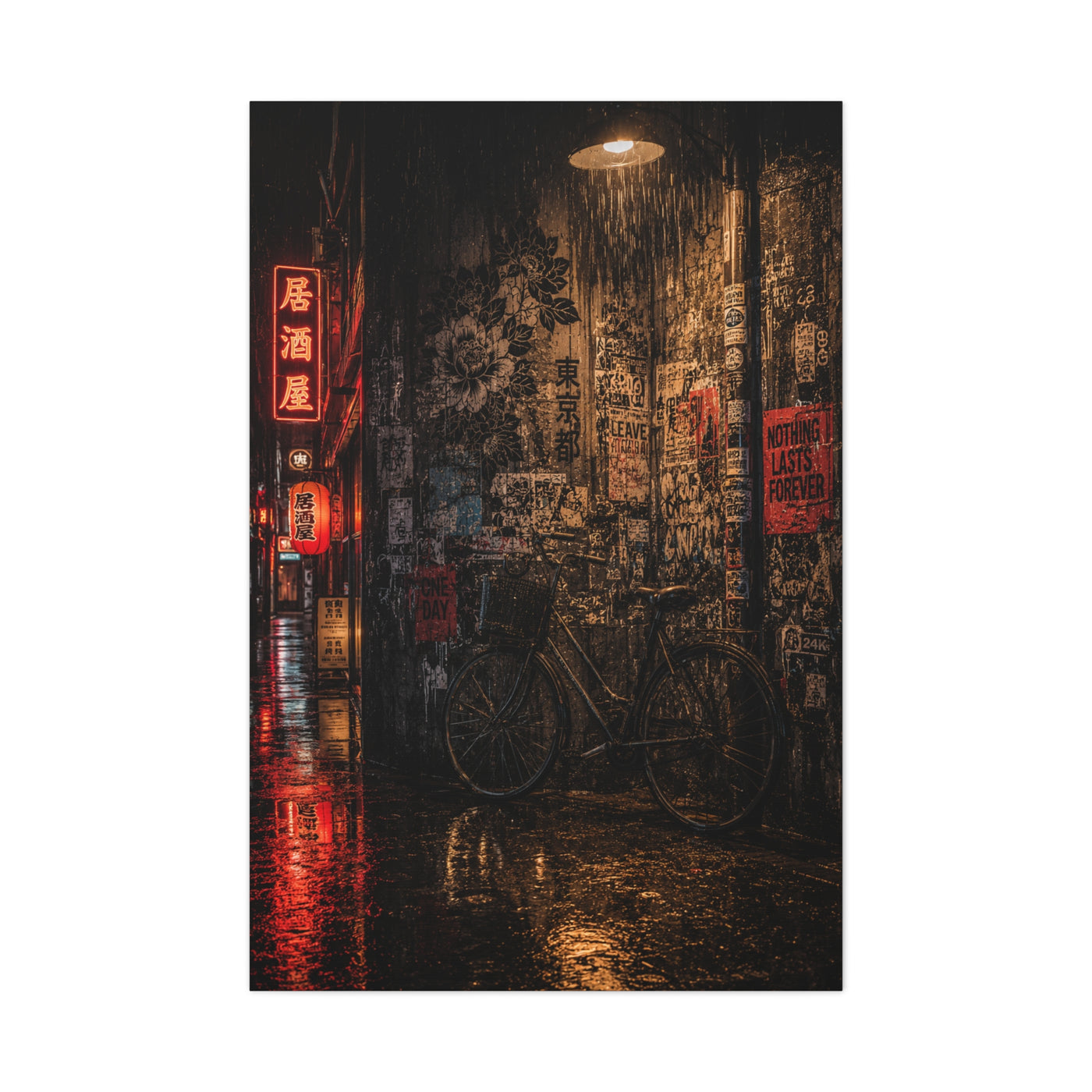Neon Tokyo Alley Graffiti Street Wall Art & Canvas Print