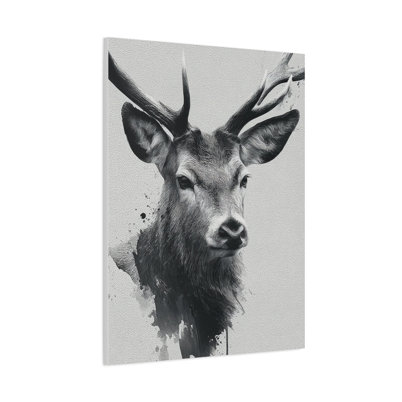 Minimal Ink Wash Deer Portrait Wall Art & Canvas Print
