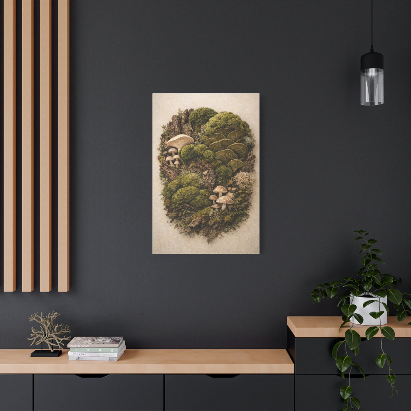 Preserved Moss & Fungi Woodland Collage Wall Art & Canvas Print