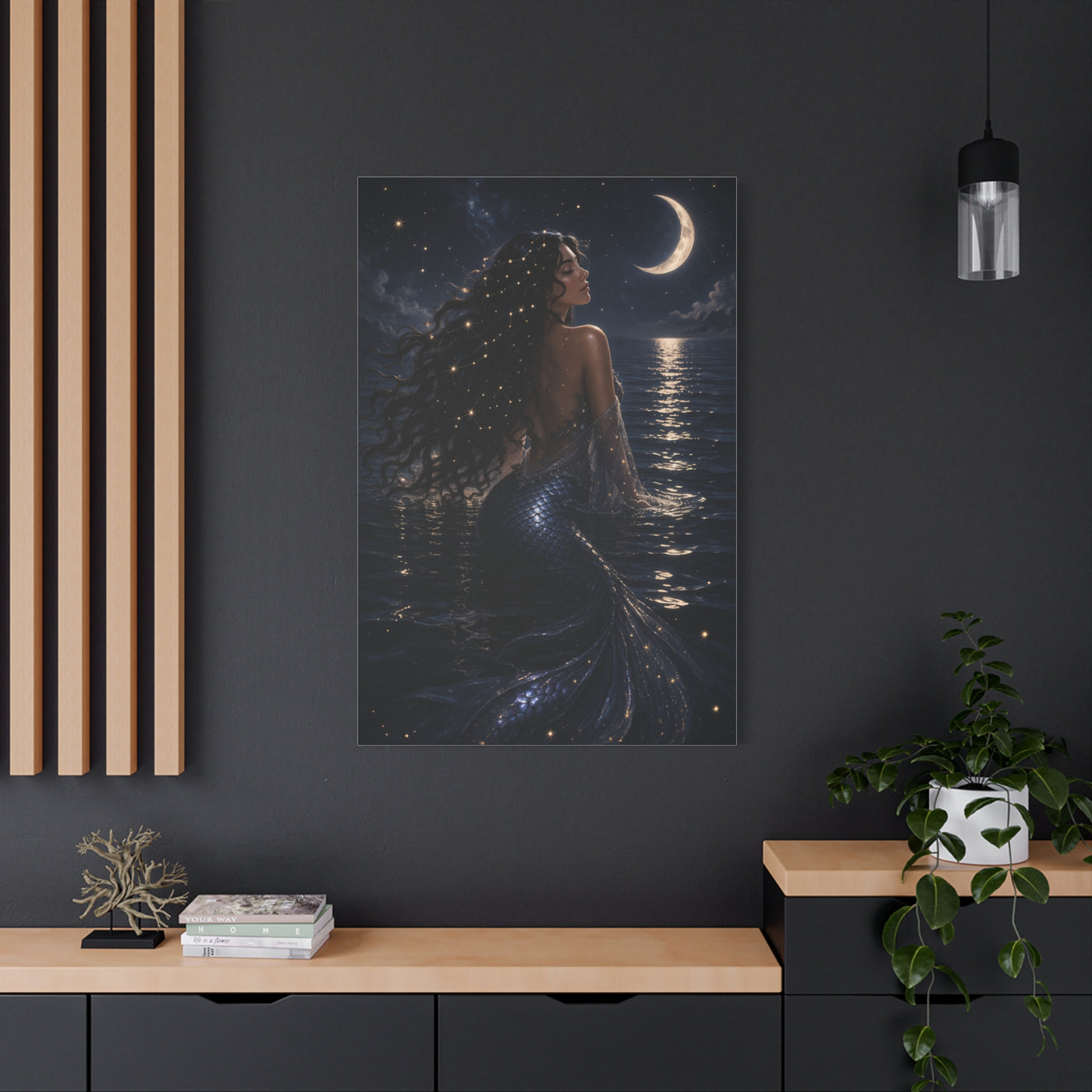 Celestial Moonlight Mermaid Dream Wall Art & Canvas Print