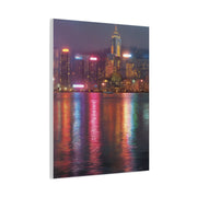 Hong Kong Skyline Rainy Neon Reflections Wall Art & Canvas Print