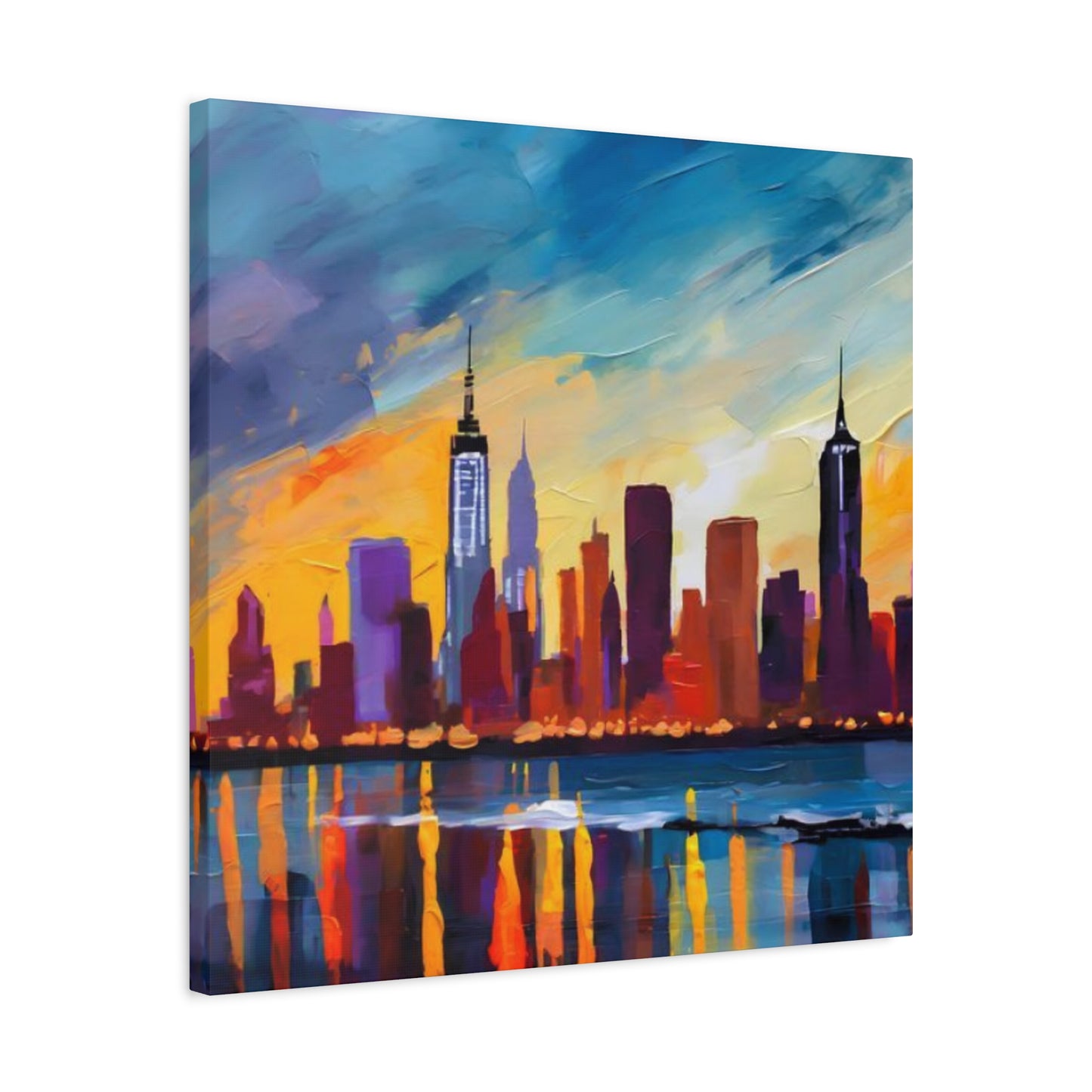 Skyline View From Sea Drawing NYC Skylines Wall Art & Canvas Prints