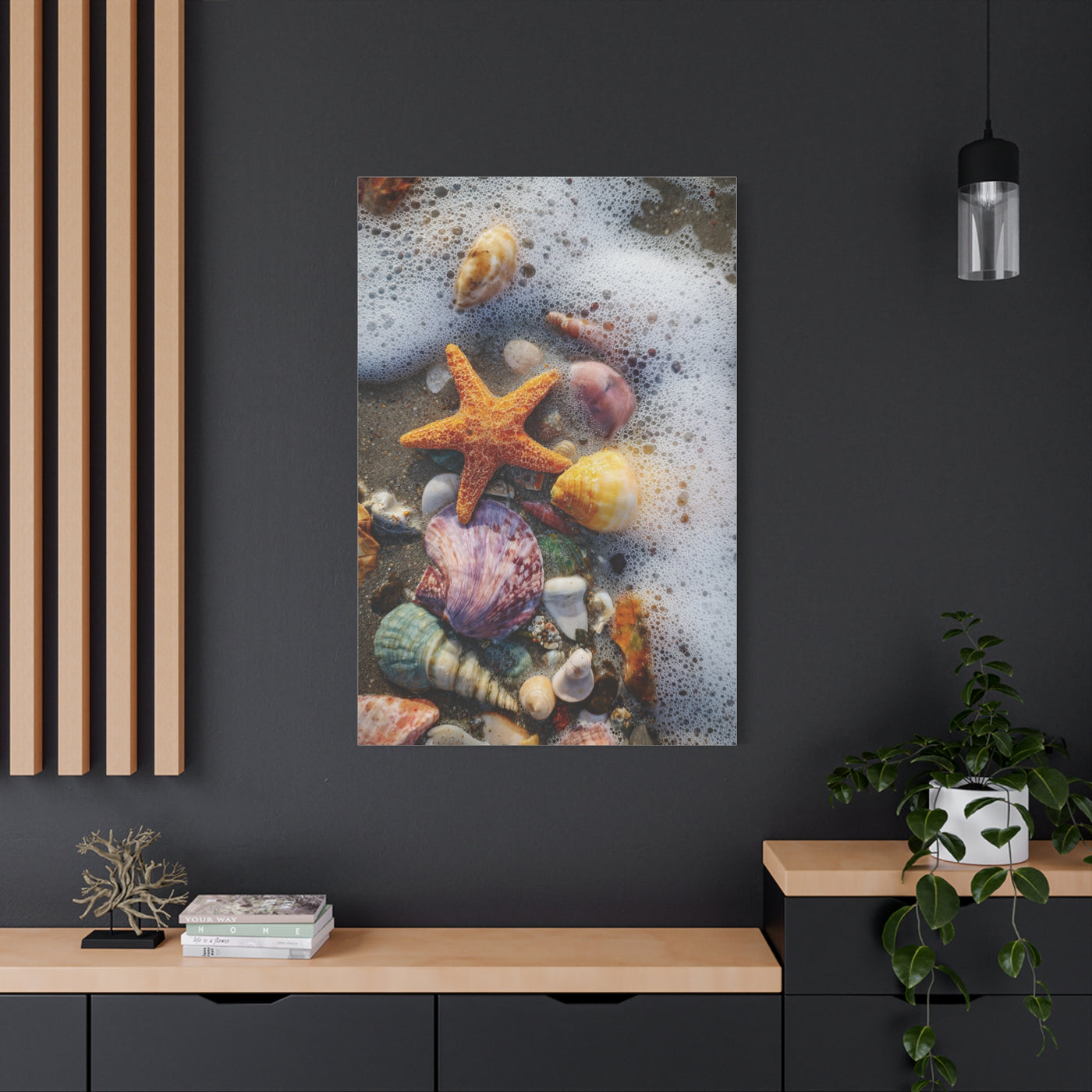 Seashells and Starfish on Ocean Shore Wall Art & Canvas Print
