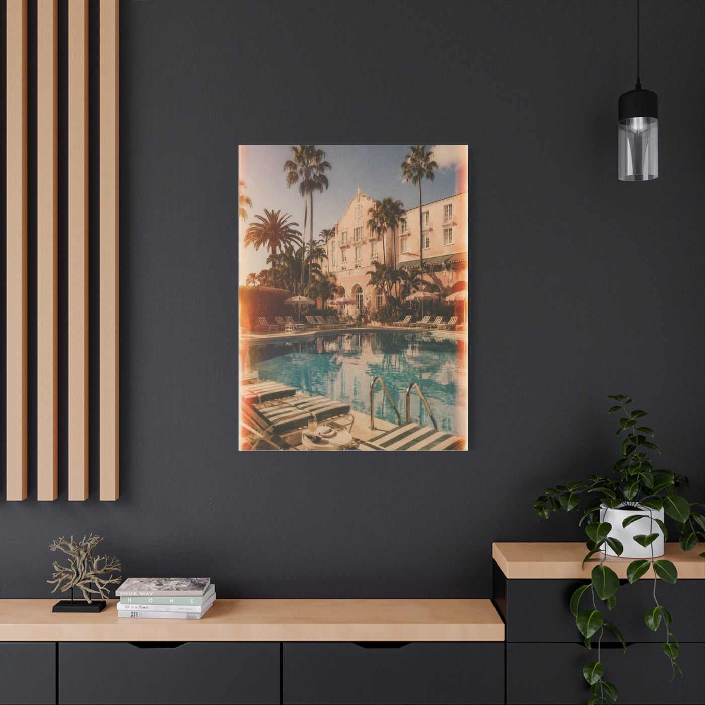 Palm Beach Poolside Retro Photograph Wall Art & Canvas Print
