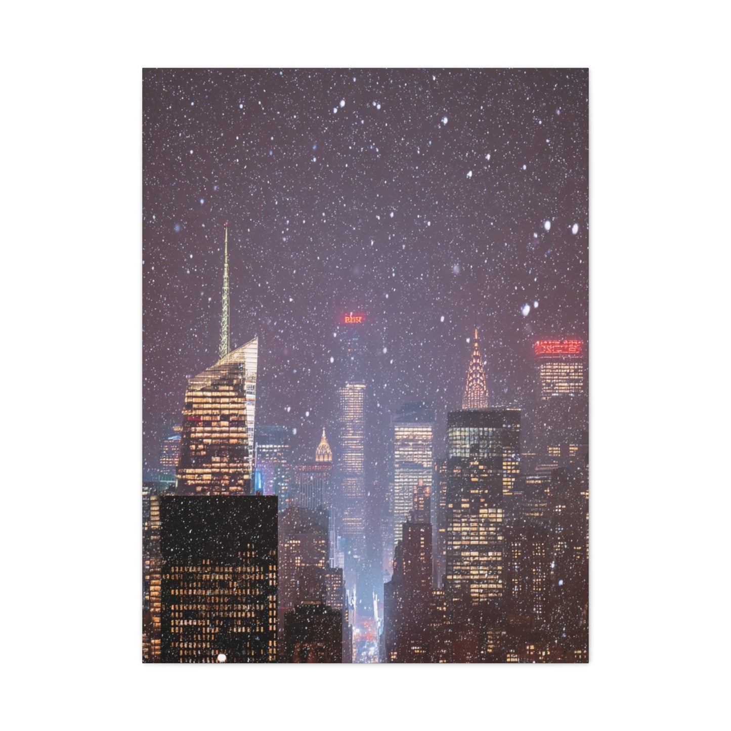New York Winter Snowfall Skyline Wall Art & Canvas Print