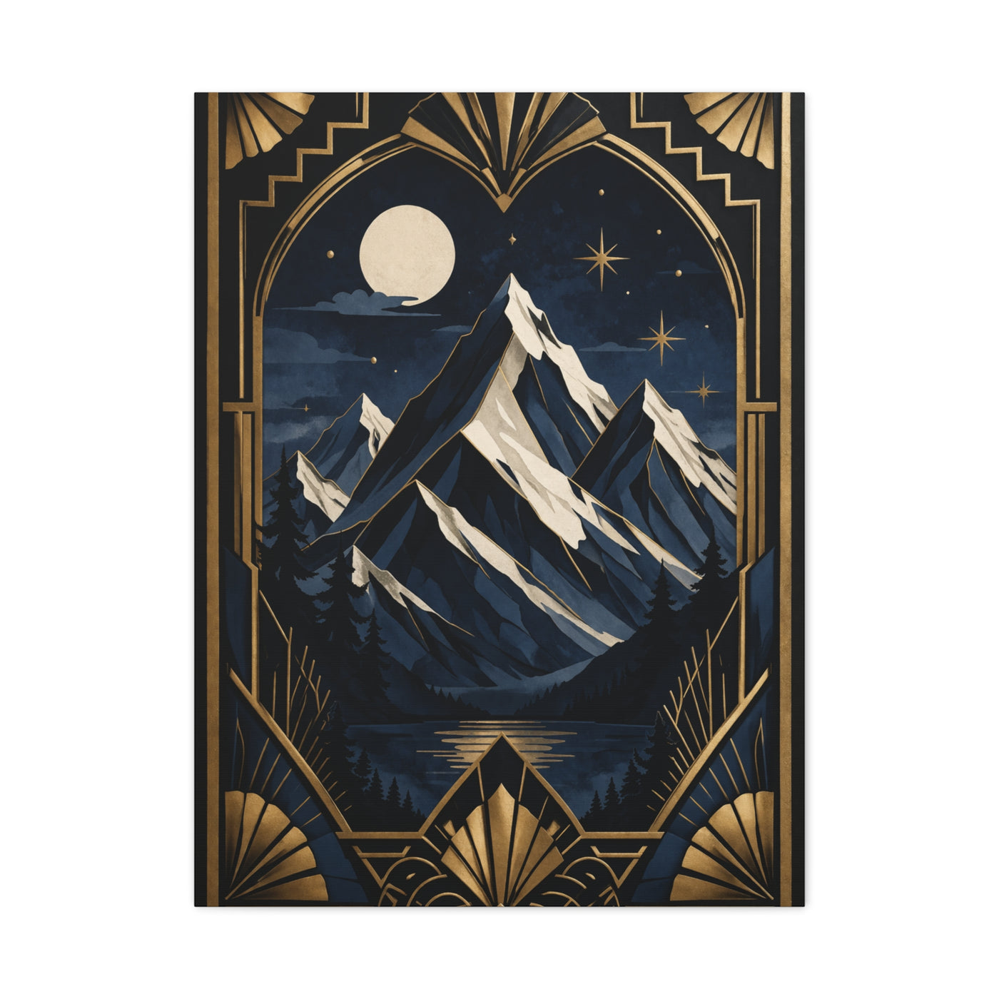 Art Deco Alpine Night Skyline Wall Art & Canvas Print
