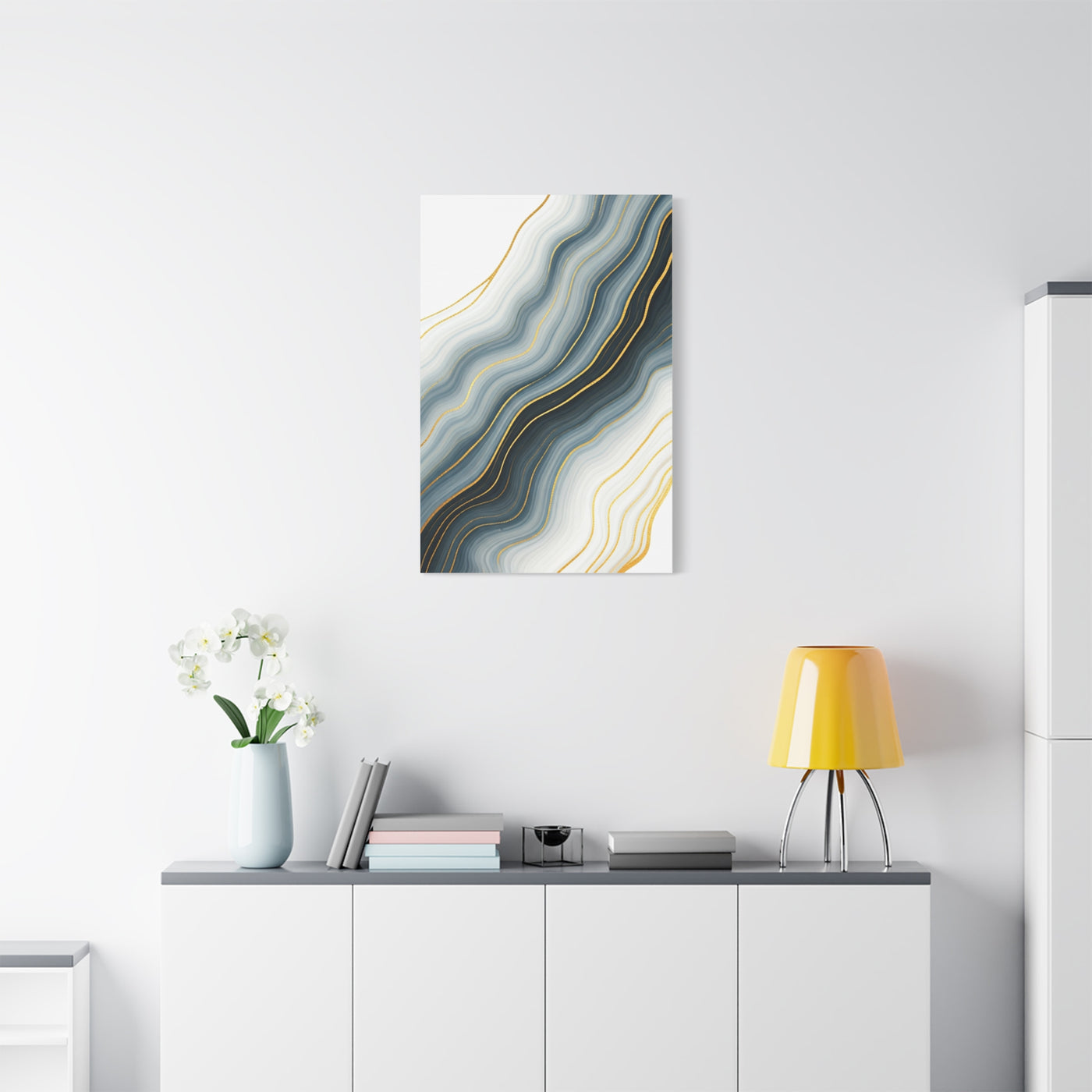 Grey Marble Gold Vein Abstract Wall Art & Canvas Prints