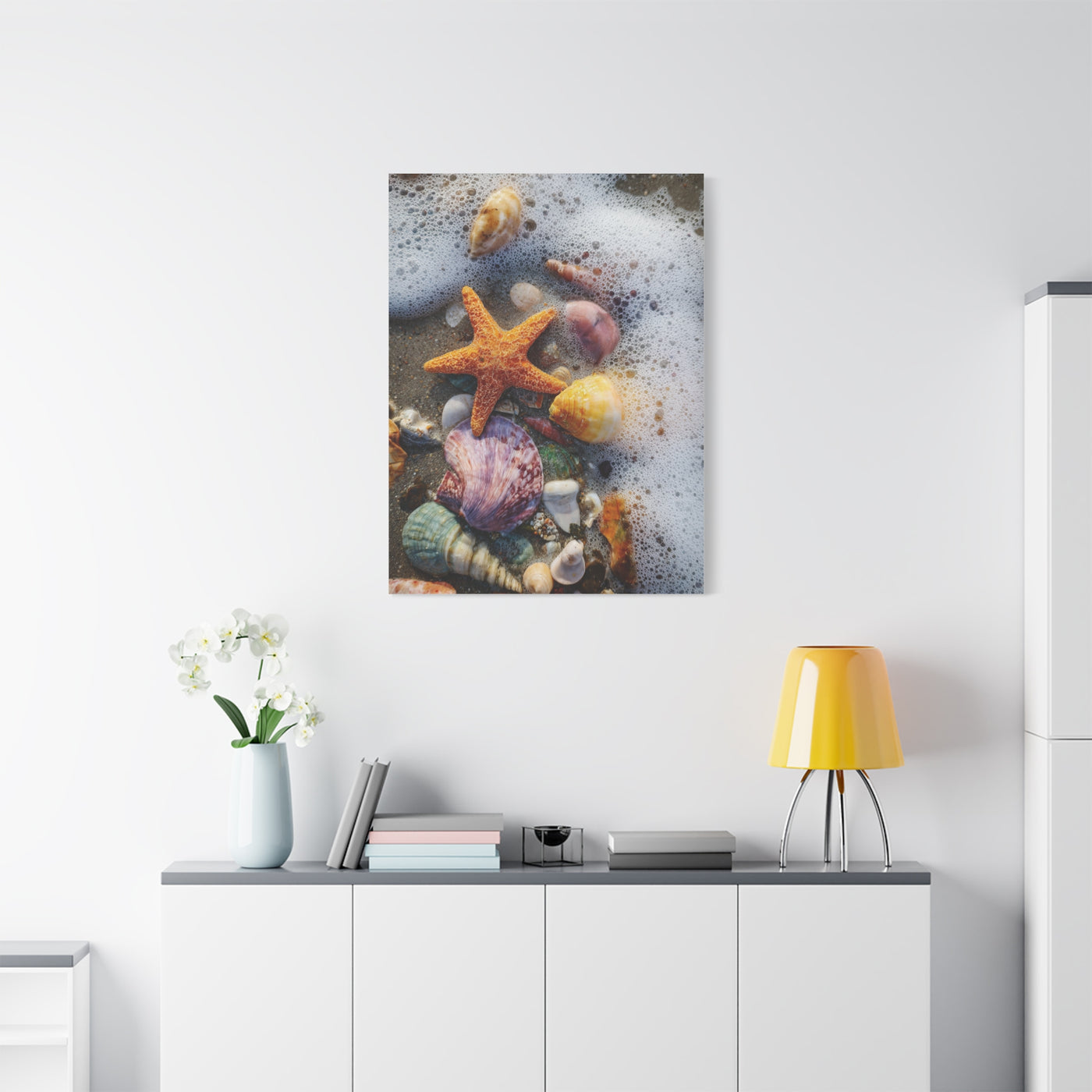 Seashells and Starfish on Ocean Shore Wall Art & Canvas Print