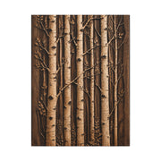 Carved Birch Wood Panel Relief Trees Wall Art & Canvas Print