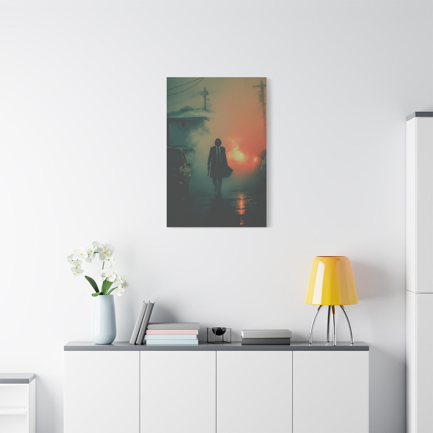 John Wick Foggy Street Walk Movie Poster Wall Art & Canvas Print