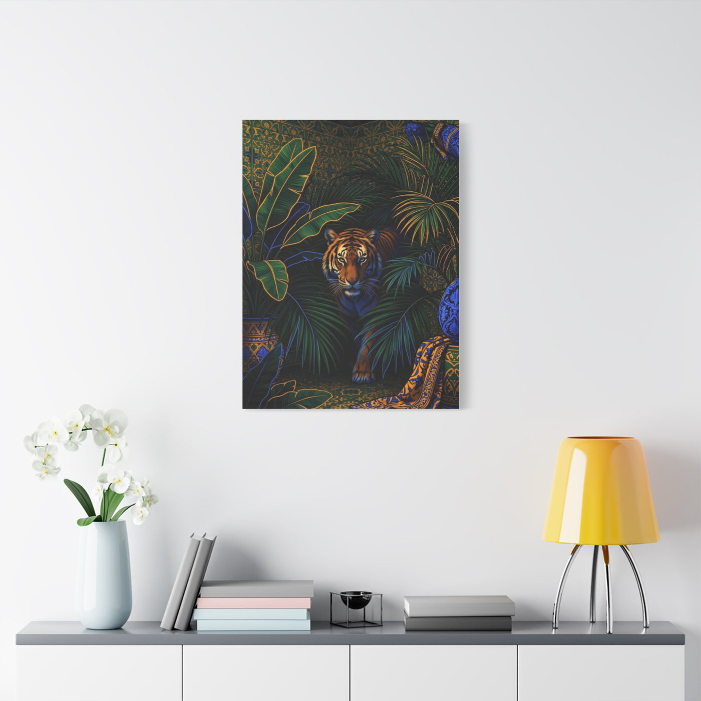 Exotic Tiger Jungle Interior Tropical Wall Art & Canvas Print