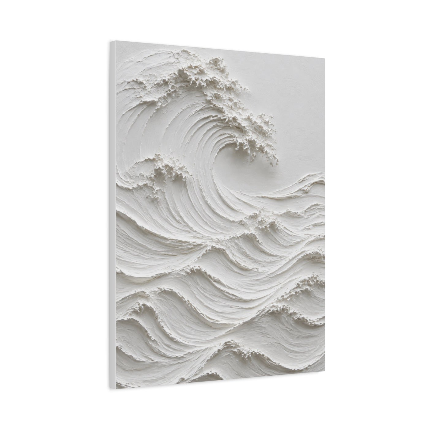 Minimal White Sculptural Wave Texture Wall Art & Canvas Print