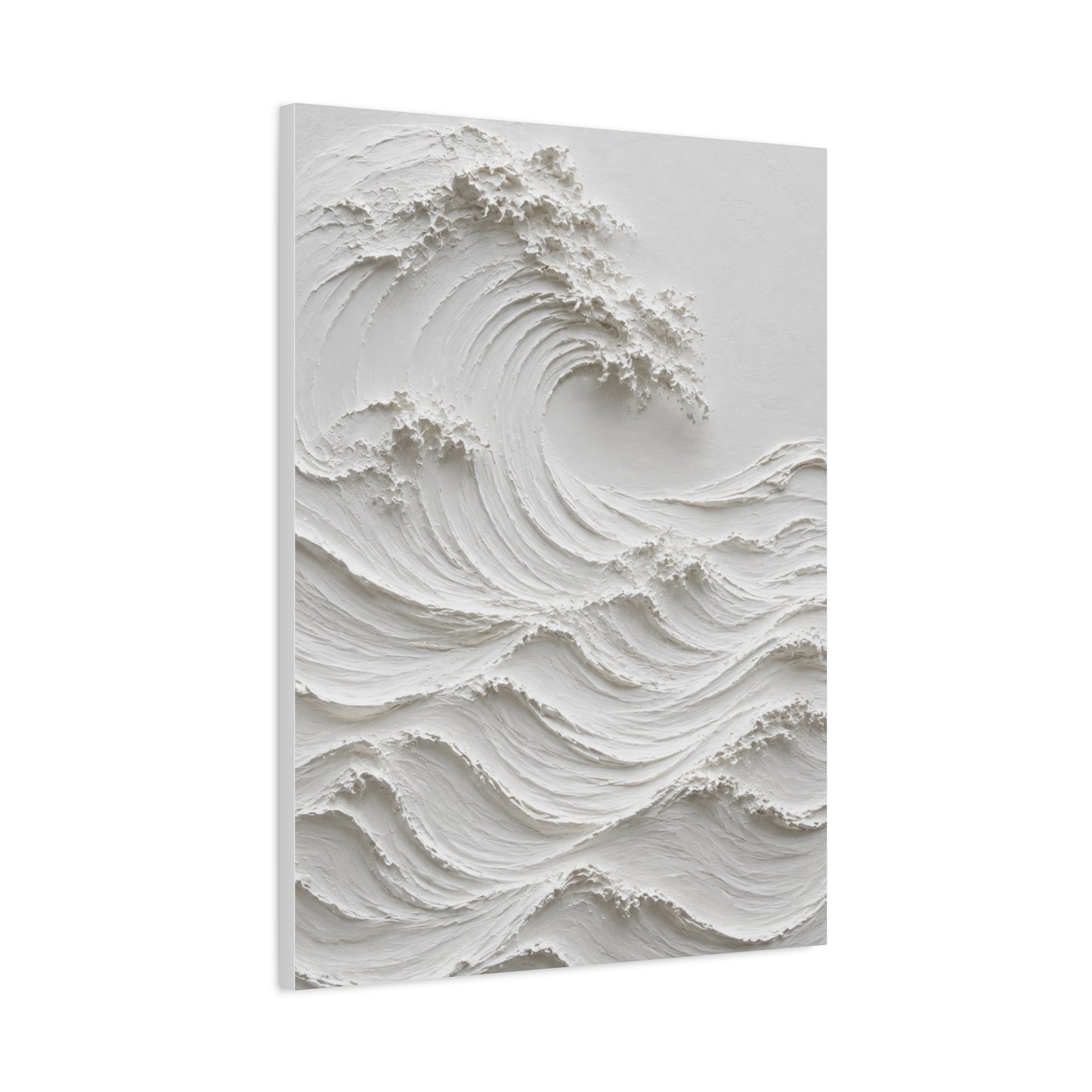 Minimal White Sculptural Wave Texture Wall Art & Canvas Print