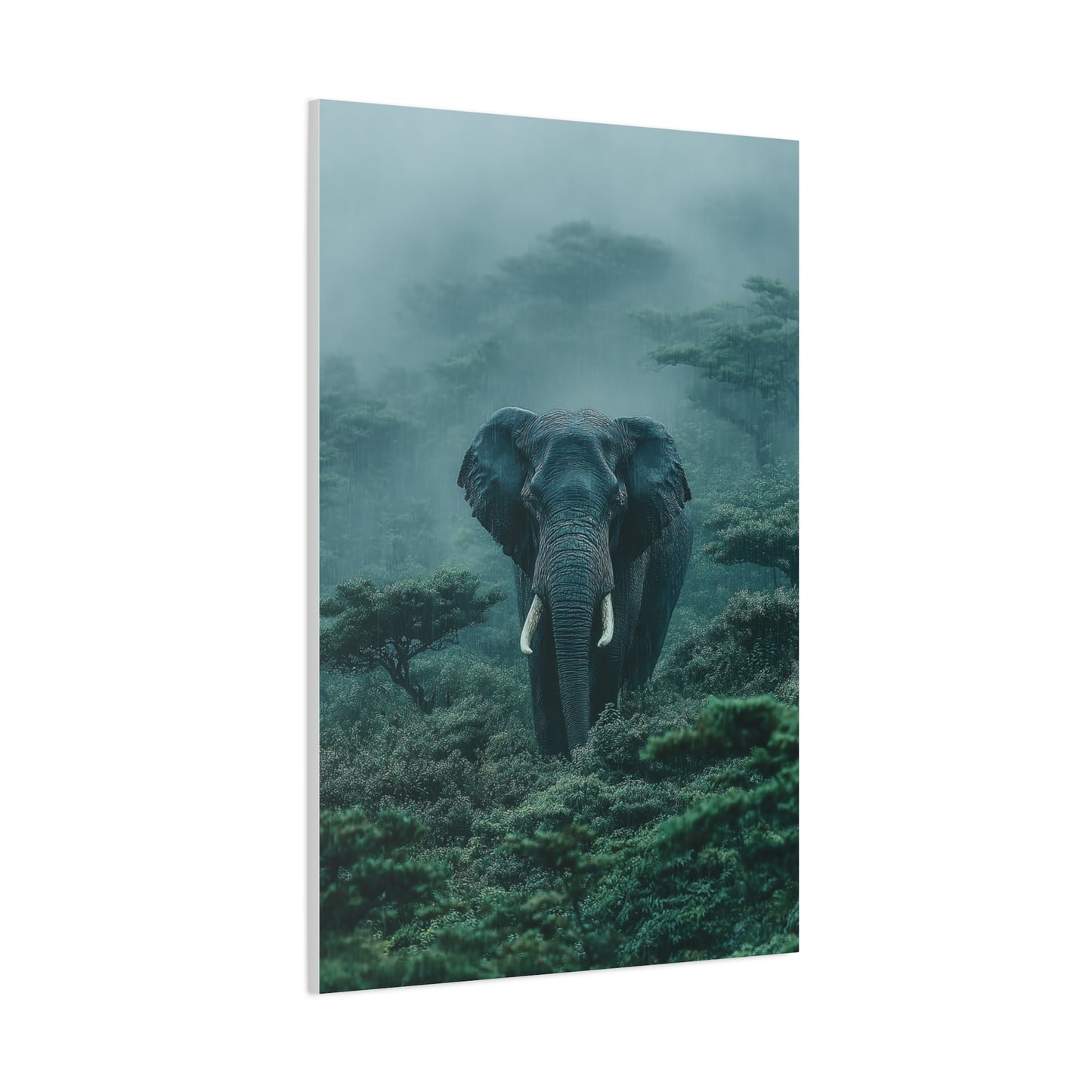 Elephant Rainforest Monsoon Portrait Wall Art & Canvas Print