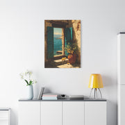 Italian Coastal Window Painting Wall Art & Canvas Print