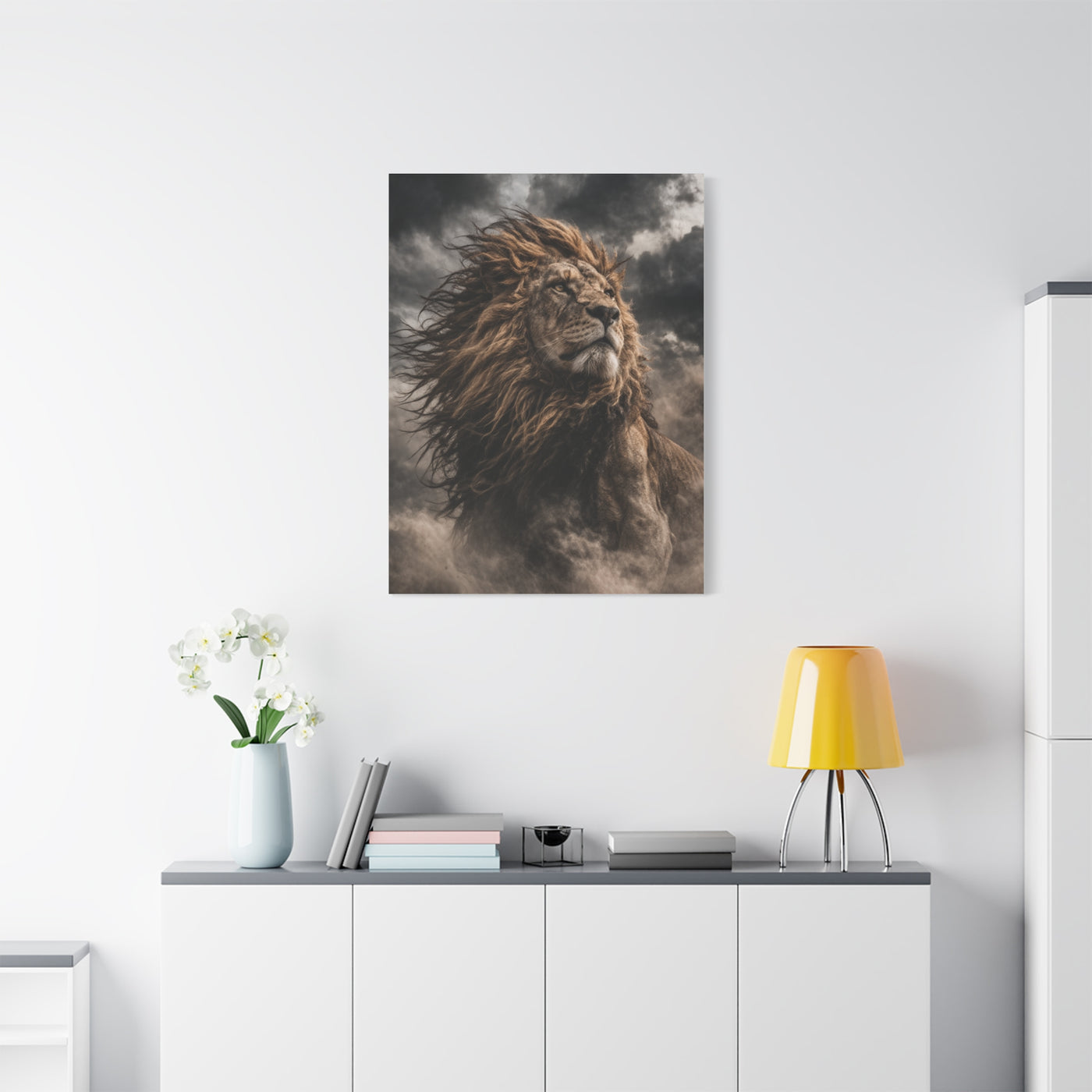 Storm King Lion Dramatic Portrait Wall Art & Canvas Print
