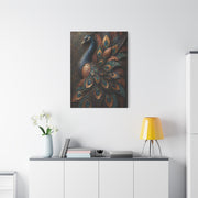 Sculptural Metal Peacock Relief Wall Art & Canvas Print