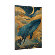Folk Whale Moonlit Ocean Wall Art & Canvas Print