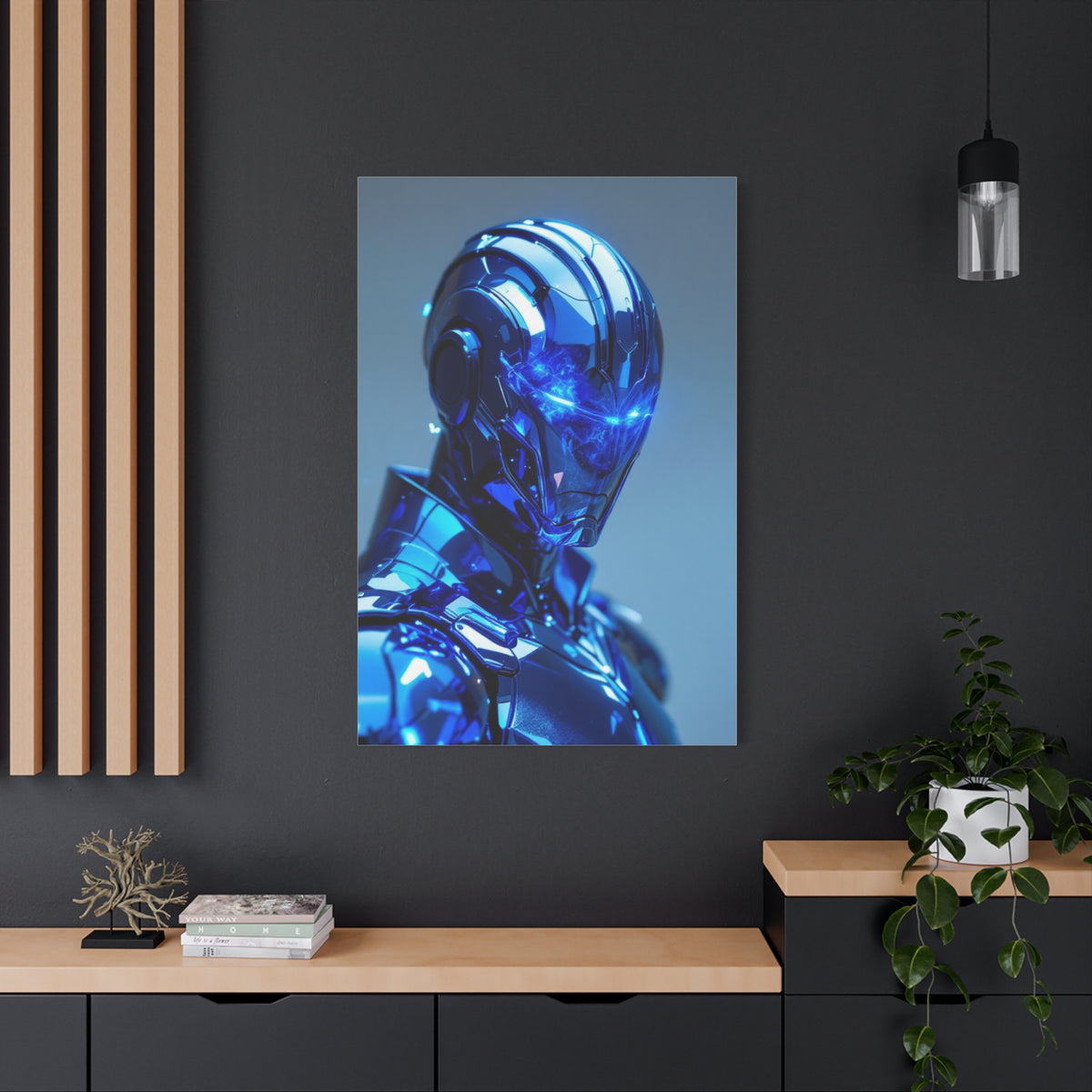 Futuristic Blue Chrome Figure Wall Art & Canvas Prints