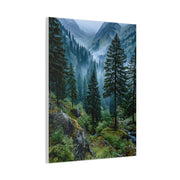 Misty Pine Green Mountain Landscape Wall Art & Canvas Print
