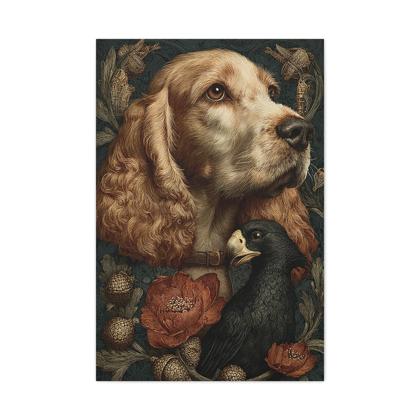 English Cocker Spaniel Botanical Heritage Portrait Wall Art & Canvas Print