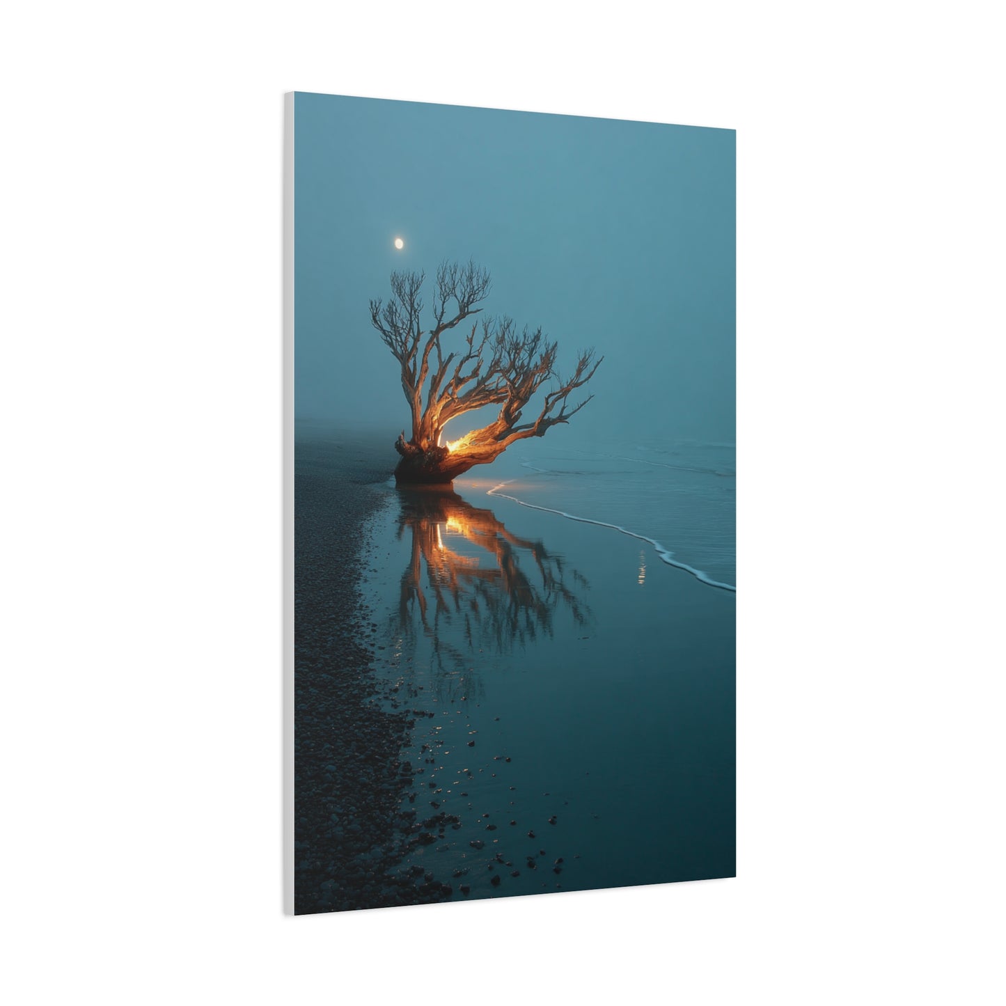 Moonlit Driftwood Shore Wall Art & Canvas Print