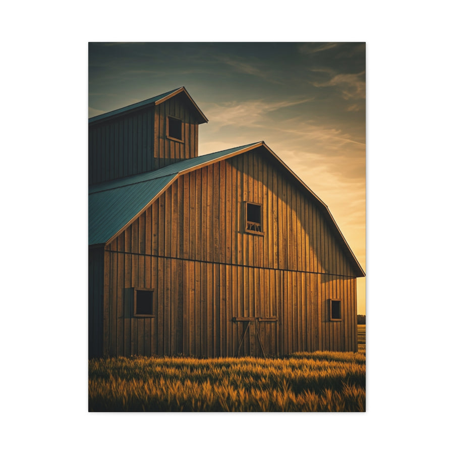 Twin Barn Structures in Evening Light Wall Art & Canvas Prints