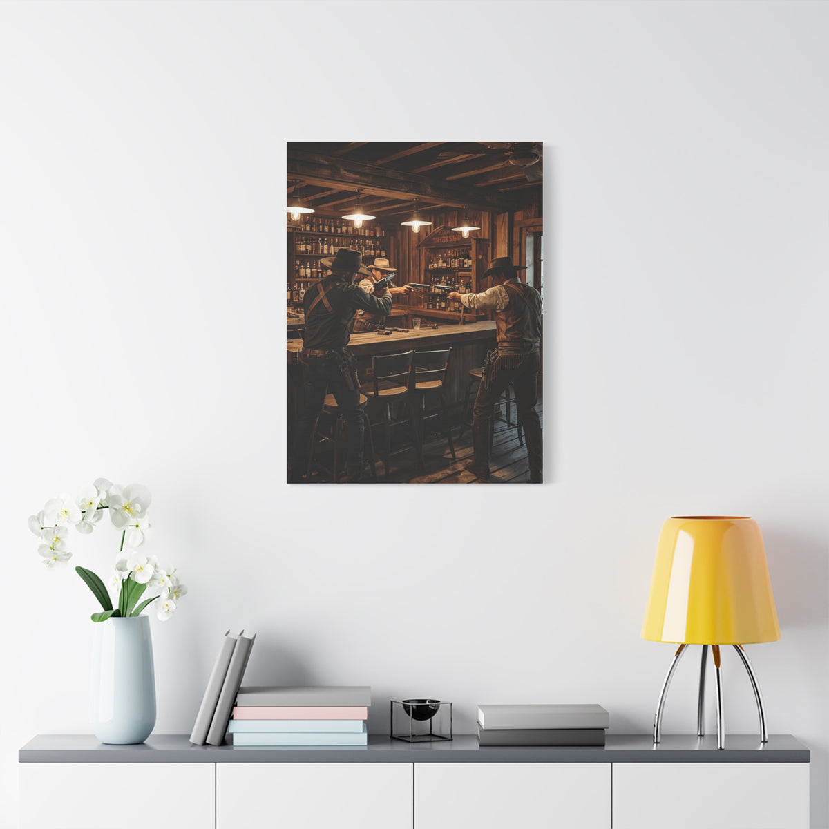 Wild West Saloon Gunfight Wall Art & Canvas Print
