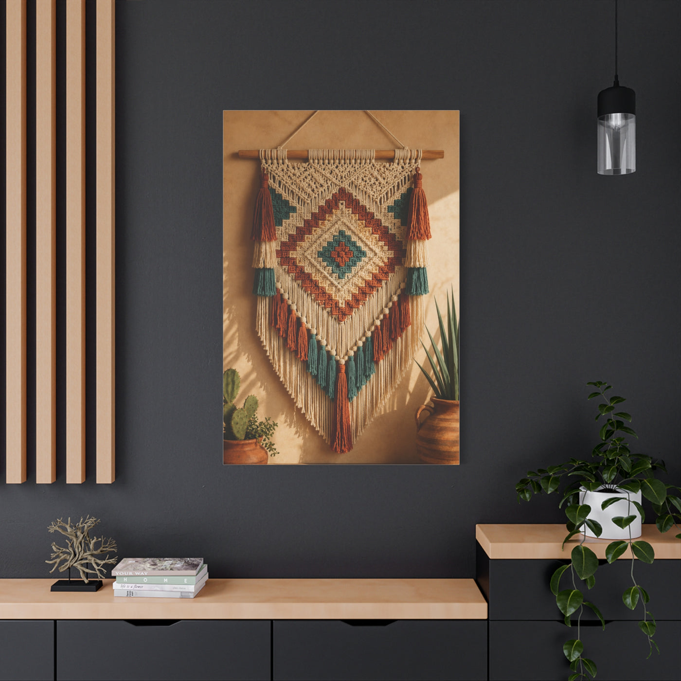 Southwestern Macrame Textile Wall Art & Canvas Print