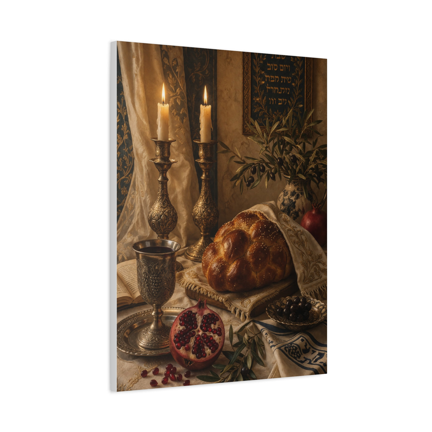 Shabbat Candlelight Still Life Wall Art & Canvas Print