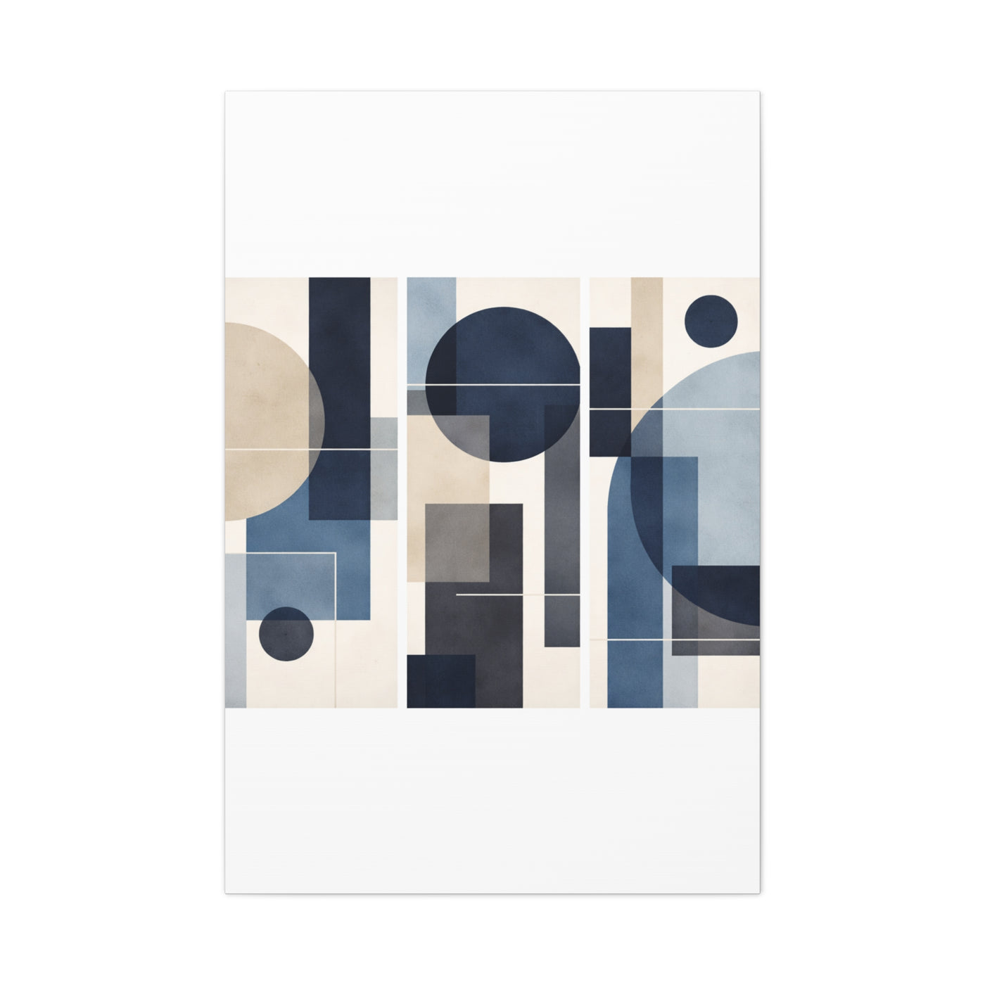Navy Geometric Triptych Composition Wall Art & Canvas Print
