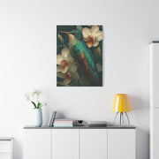 Emerald Hummingbird Botanical Portrait Wall Art & Canvas Print