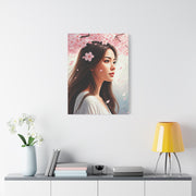 Woman Beneath Falling Cherry Blossoms Wall Art & Canvas Prints