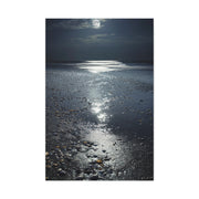 Moonlit Beach Reflections with Scattered Seashells Wall Art & Canvas Print
