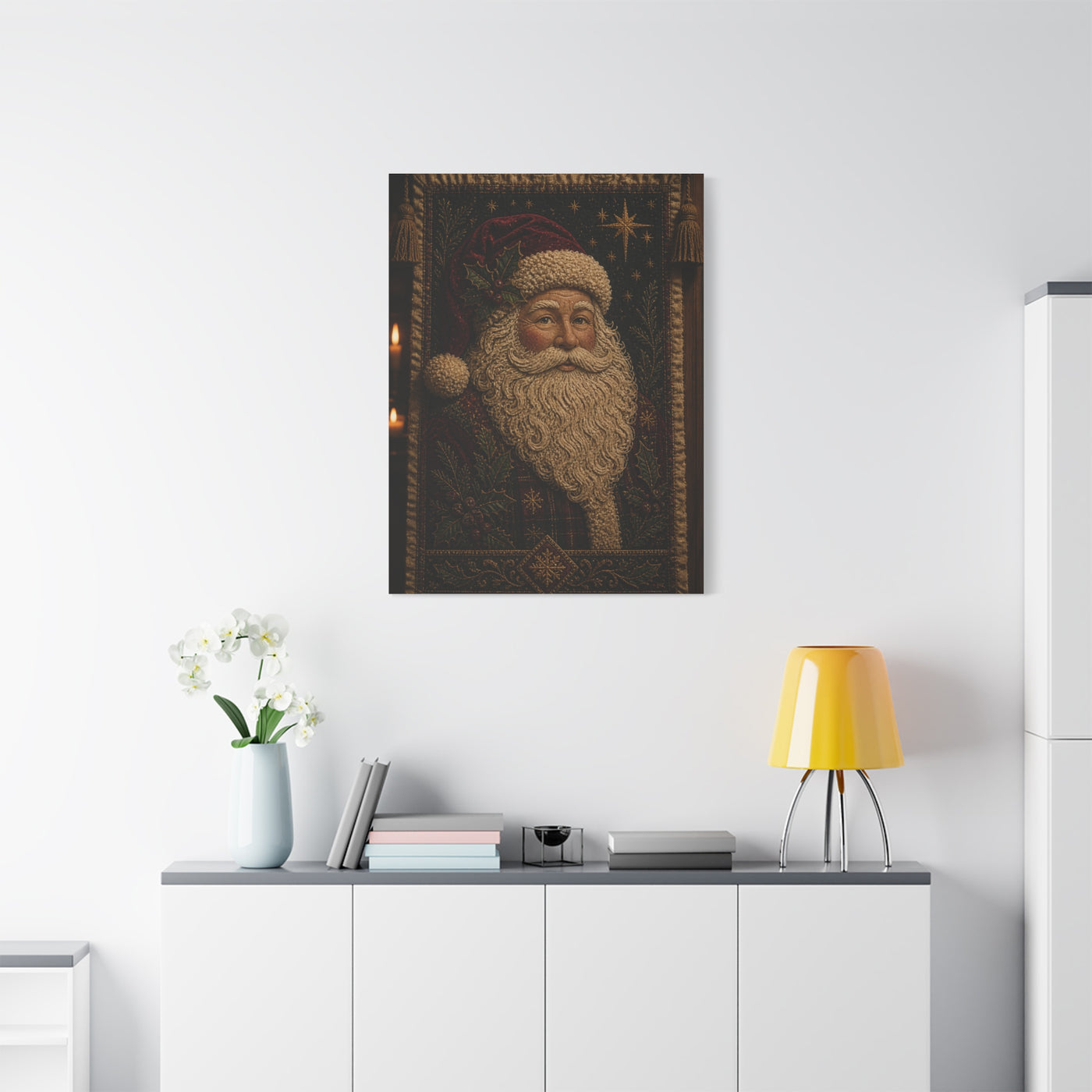 Handcrafted Textile Santa Tapestry Wall Art & Canvas Print