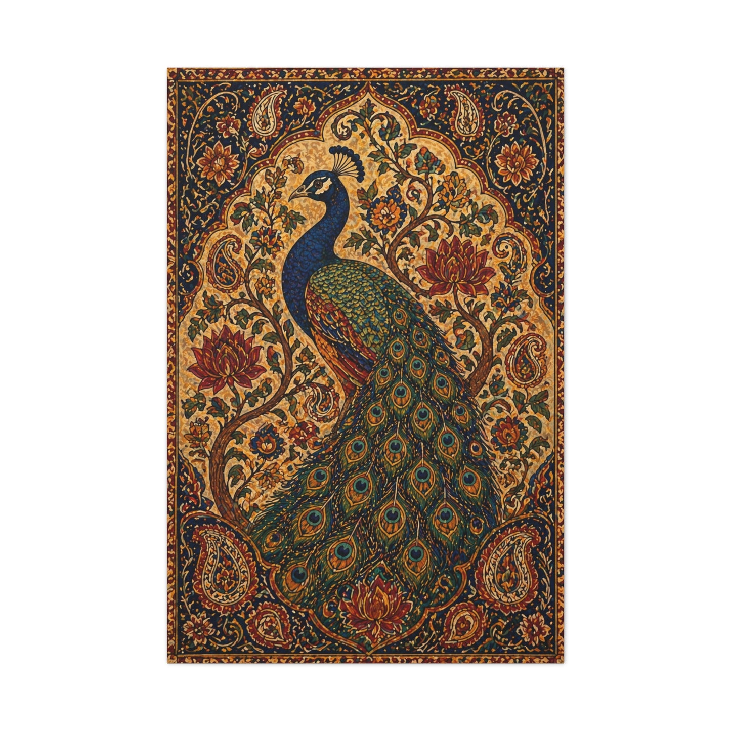 Ornamental Kalamkari Peacock Wall Art & Canvas Print
