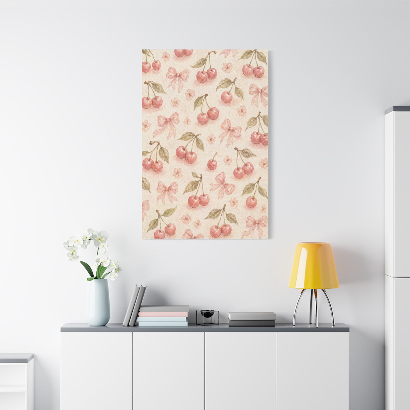 Pink Cherry Pattern Composition Wall Art & Canvas Print